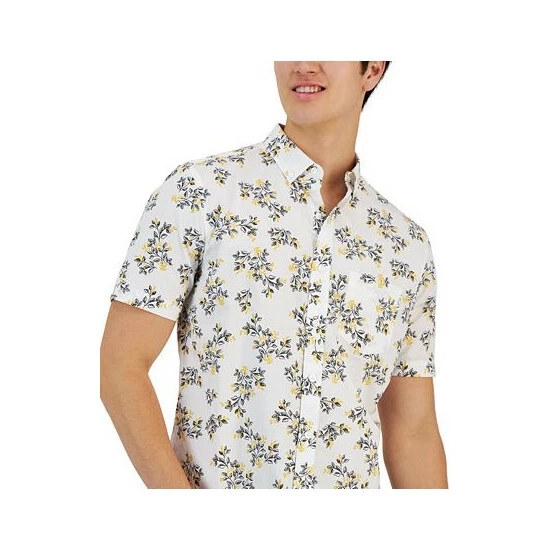 Top 10 ๐งจ Club Room Men's Ditzy Trip Poplin Short-Sleeve Button-Down ๐ Shirt, Created For Macy's Bright White ๐ - Image 3