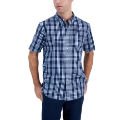 New 👏 Club Room Men's Regular Fit Check 👗 Dress 👚 Shirt, Created For Macy's Black 🤩