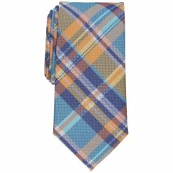 Hot Sale 🔥 Club Room Men's Classic Plaid Tie, Created For Macy's Aqua 👏