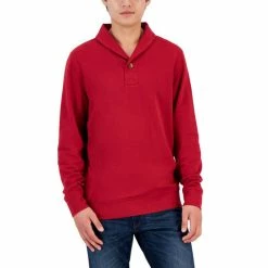 Hot Sale π€© Club Room Men's Shawl Collar Sprilite Fleece Sweater, Created For Macy's Winter Ivory π