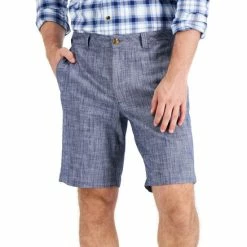 Coupon 🔔 Club Room Men's 9 Stretch Chambray Shorts, Created For Macy's Blue Combo 🎁