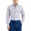 Best Pirce 🎉 Club Room Men's Slim Fit 4-Way Stretch Stripe 👗 Dress 👕 Shirt, Created For Macy's Pink Blue 🔥
