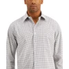 Coupon 🎉 Club Room Men's Plaid Tech Woven Button-Up 👕 Shirt, Created For Macy's Karanda Red Plaid ❤️