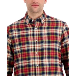 Coupon ⌛ Club Room Men's Regular-Fit Plaid Flannel 👚 Shirt, Created For Macy's Navy Blue 👍