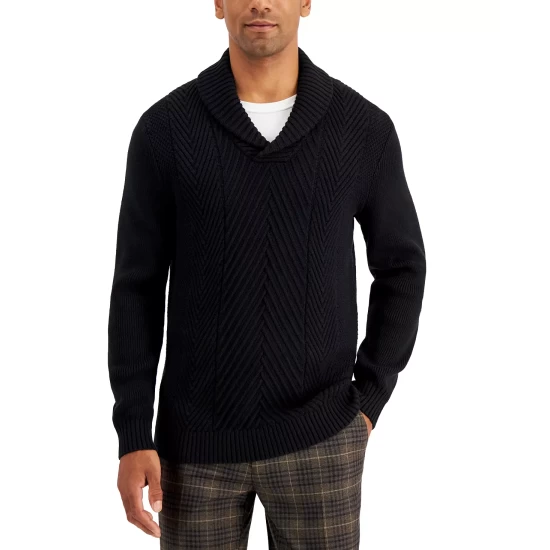 Best reviews of ๐ Club Room Men's Chunky Shawl Neck Sweater, Created For Macy's Deep Black ๐ - Image 2