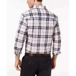 Brand new 🧨 Club Room Men's Regular Fit Traveler 👗 Dress 👚 Shirt, Created For Macy's Navy White ❤️