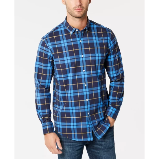 Brand new โค๏ธ Club Room Men's Perry Plaid Stretch ๐ Shirt With Pocket, Created For Macy's Blue Combo ๐ - Image 4
