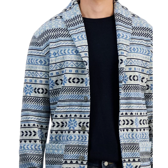Best deal π Club Room Men's Classic-Fit Fair Isle Sweater Fleece Cardigan, Created For Macy's Navy Blue Combo π - Image 4