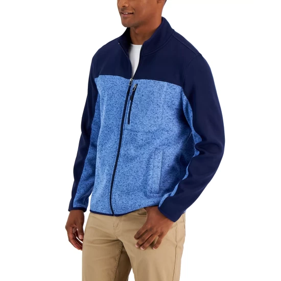 Discount โ Club Room Men's Full-Zip Fleece Sweater, Created For Macy's Navy Blue โค๏ธ - Image 4