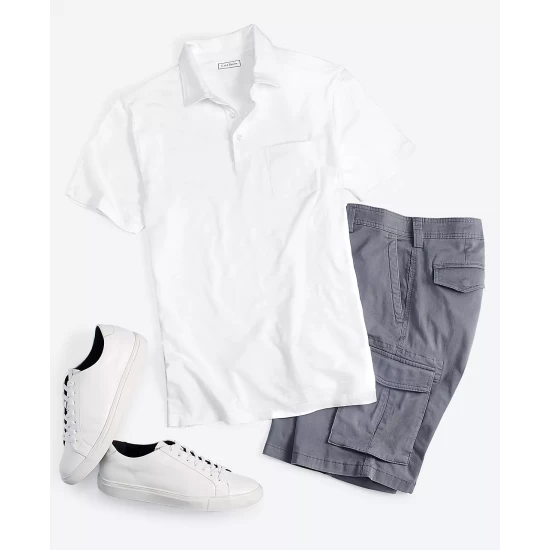 Best reviews of ๐ Club Room Men's Regular-Fit Textured Polo ๐ Shirt & Stretch Cargo Shorts, Created For Macy's Baby Blue Tie ๐ - Image 2