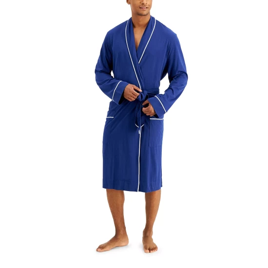 Brand new ๐ Club Room Men's Tipped Robe, Created For Macy's Pomador Blue ๐คฉ - Image 3