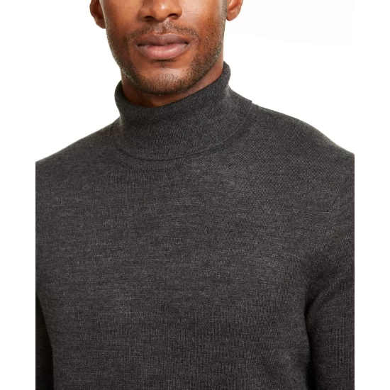 Best deal โค๏ธ Club Room Men's Merino Wool Blend Turtleneck Sweater, Created For Macy's Navy Blue โ - Image 4