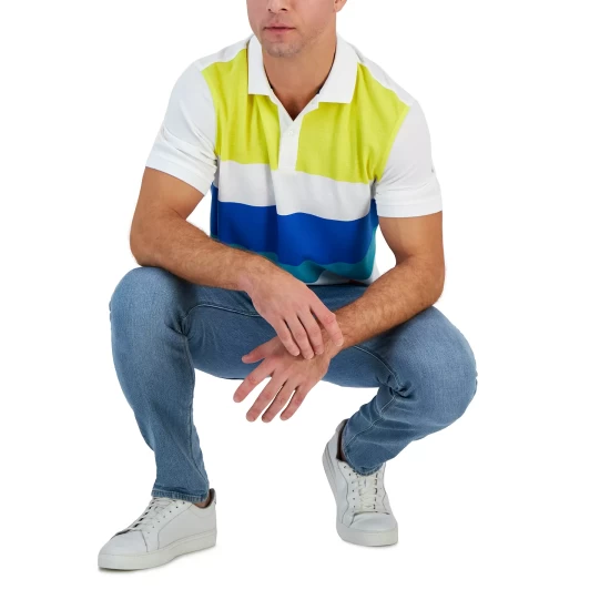 Deals β€οΈ Club Room Men's Short-Sleeve Bold Stripe Polo, Created For Macy's Bright White π― - Image 4