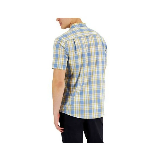 Coupon ๐ Club Room Men's Matteo Plaid Poplin Woven Short-Sleeve ๐ Shirt, Created For Macy's Blue Combo ๐ฅ - Image 2