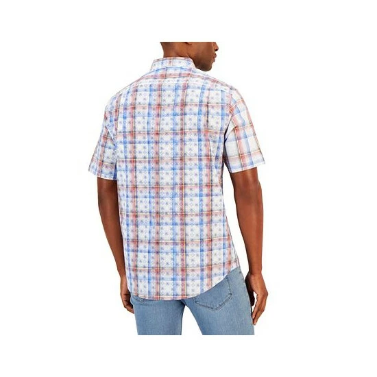 Brand new π― Club Room Men's Bally Plaid Refined Woven Short-Sleeve π Shirt, Created For Macy's Winter White Combo π - Image 2