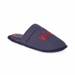 Cheapest 😀 Club Room Men's Very Merry Waffle-Knit Embroidered Mule Slippers, Created For Macy's Navy/red 🔔