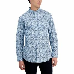 Cheapest ๐ Club Room Men's Gone Fishing Classic-Fit Printed Button-Down Poplin ๐ Shirt, Created For Macy's Pale Ink Blue ๐