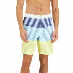 Discount 🤩 Club Room Men's Striped Swim Trunks, Created For Macy's Bright White Co ❤️