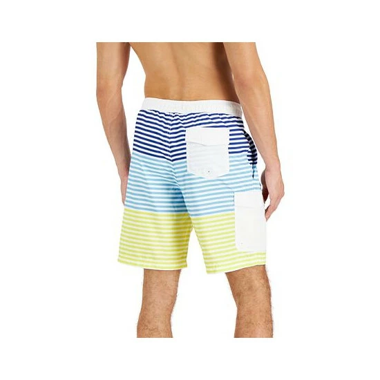 Discount ๐คฉ Club Room Men's Striped Swim Trunks, Created For Macy's Bright White Co โค๏ธ - Image 2